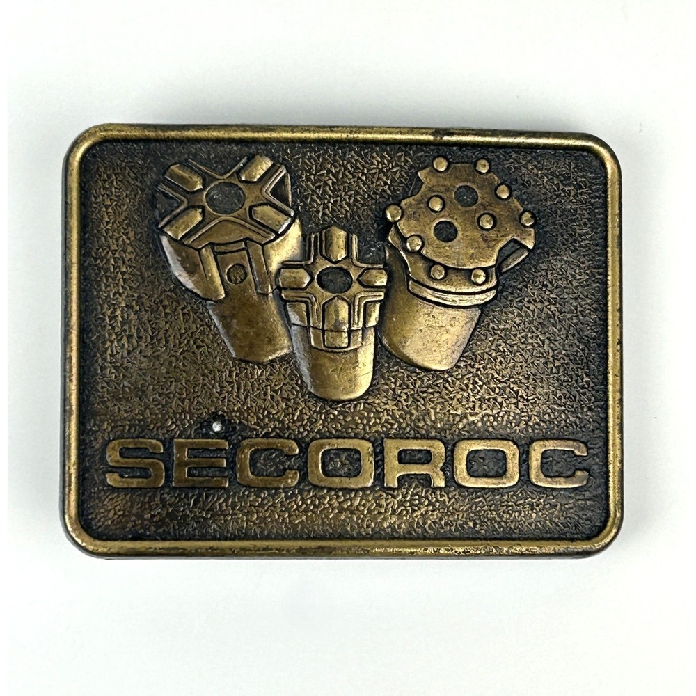 Vintage Secoroc Mining Drill‎ Bit Belt Buckle Made In Canada Brass Tone